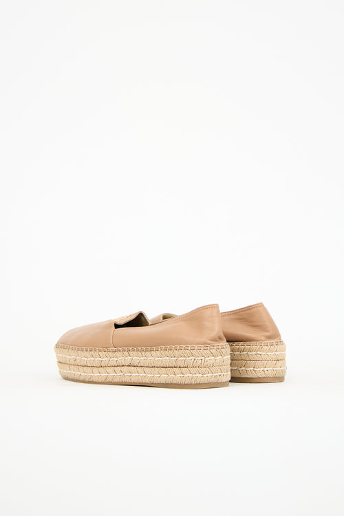 Prada Leather Logo Platform Espadrille