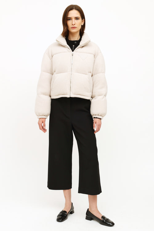 Prada Cream Wool 
Cashmere Puffer Jacket