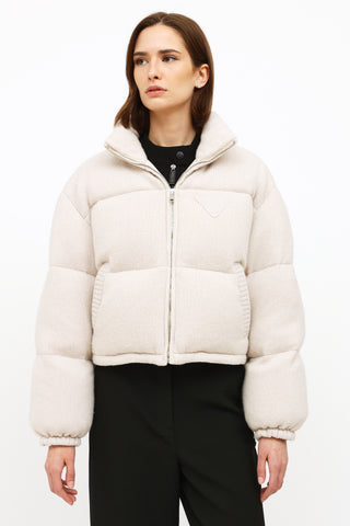 Prada Cream Wool 
Cashmere Puffer Jacket