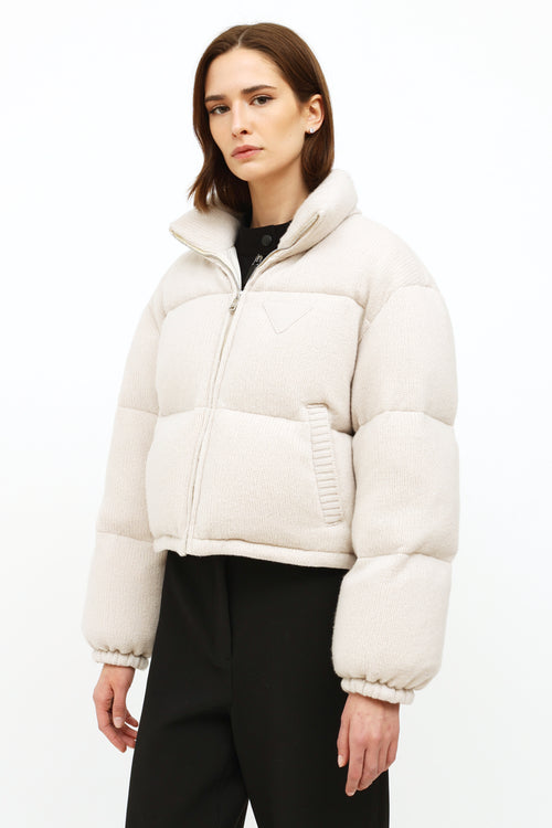 Prada Cream Wool 
Cashmere Puffer Jacket