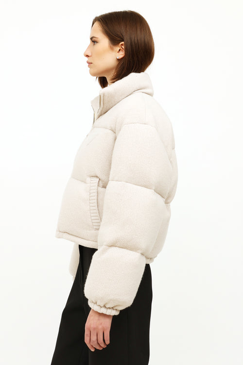 Prada Cream Wool 
Cashmere Puffer Jacket