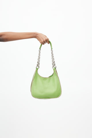 Prada Lime Green Leather 
Silver Chain Shoulder Bag