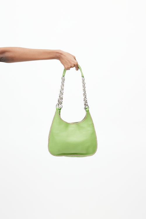 Prada Lime Green Leather 
Silver Chain Shoulder Bag