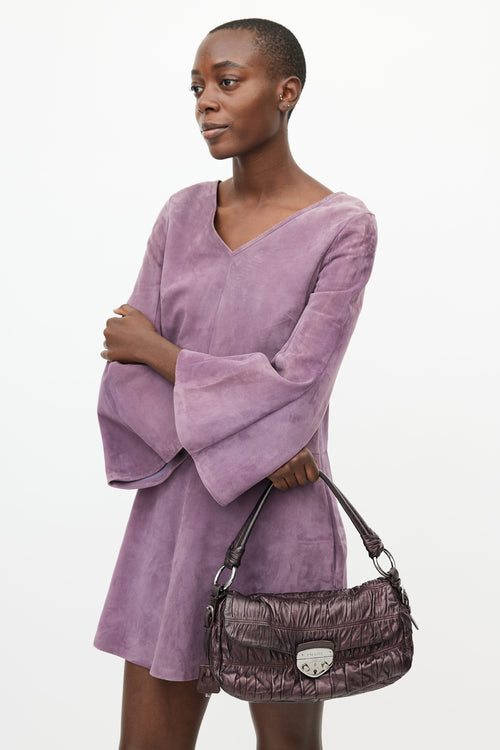 Prada Metallic Purple Nappa Gaufre Shoulder Bag