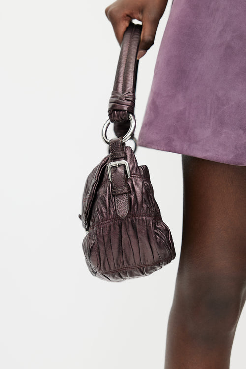 Prada Metallic Purple Nappa Gaufre Shoulder Bag