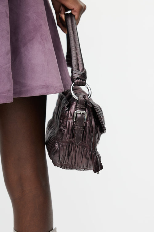 Prada Metallic Purple Nappa Gaufre Shoulder Bag