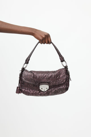 Prada Metallic Purple Nappa Gaufre Shoulder Bag