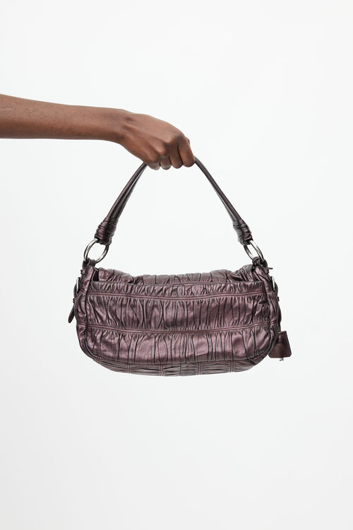 Prada Metallic Purple Nappa Gaufre Shoulder Bag