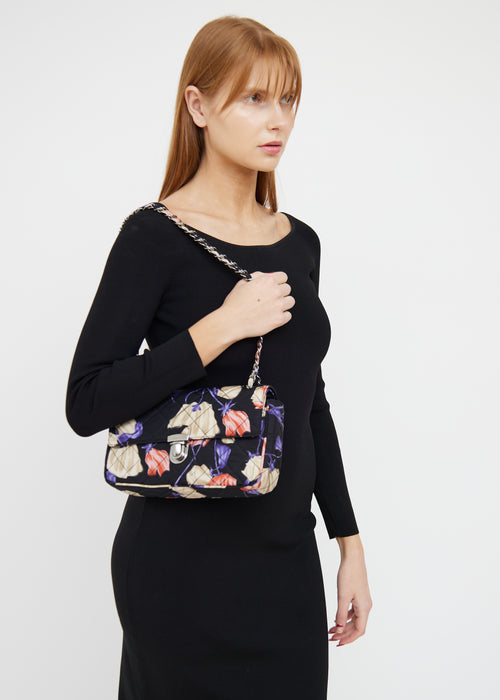 Prada Black Floral Nylon Shoulder