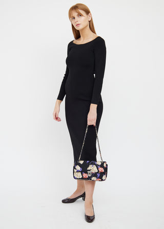 Prada Black Floral Nylon Shoulder