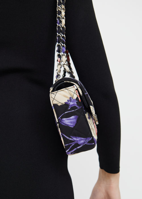 Prada Black Floral Nylon Shoulder