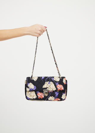 Prada Black Floral Nylon Shoulder