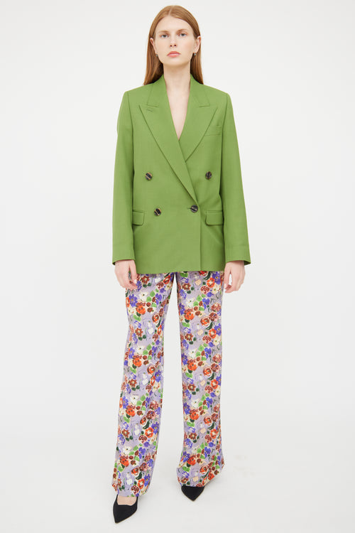 Prada Purple 
Multi Floral Silk Pant