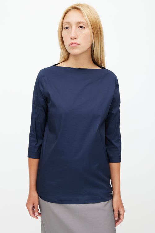 Prada Navy Bateau Logo Top