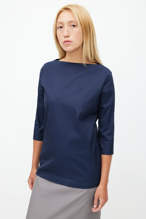 Prada Navy Bateau Logo Top