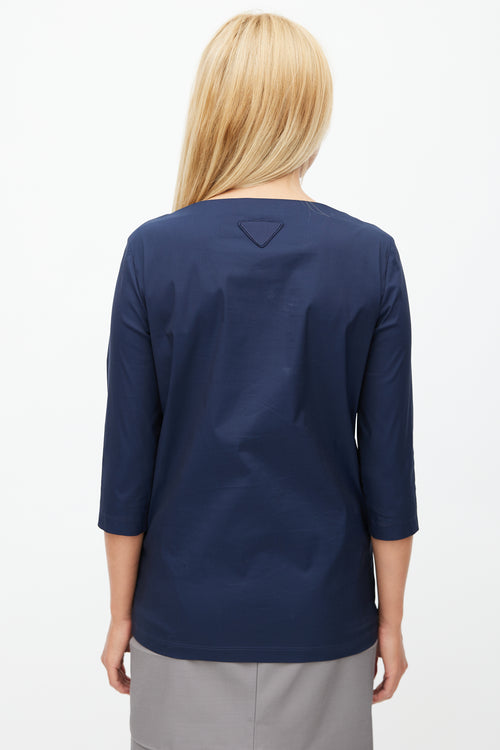 Prada Navy Bateau Logo Top