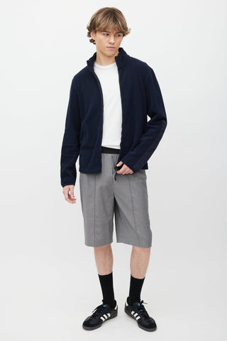 Prada Navy Fleece Zip Up Sweater