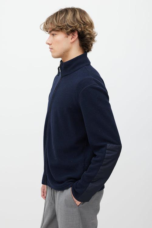 Prada Navy Fleece Zip Up Sweater