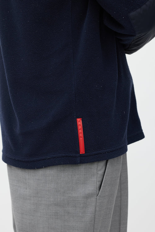 Prada Navy Fleece Zip Up Sweater