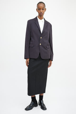 Prada Navy 
Gold Buttoned Blazer