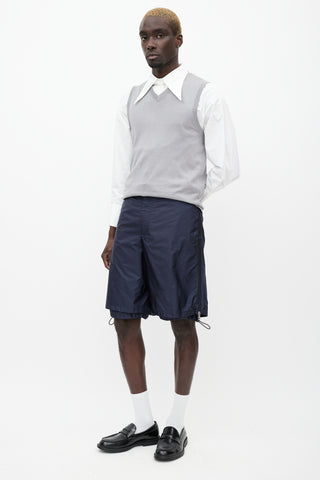 Prada Navy Nylon Double Layered Track Shorts