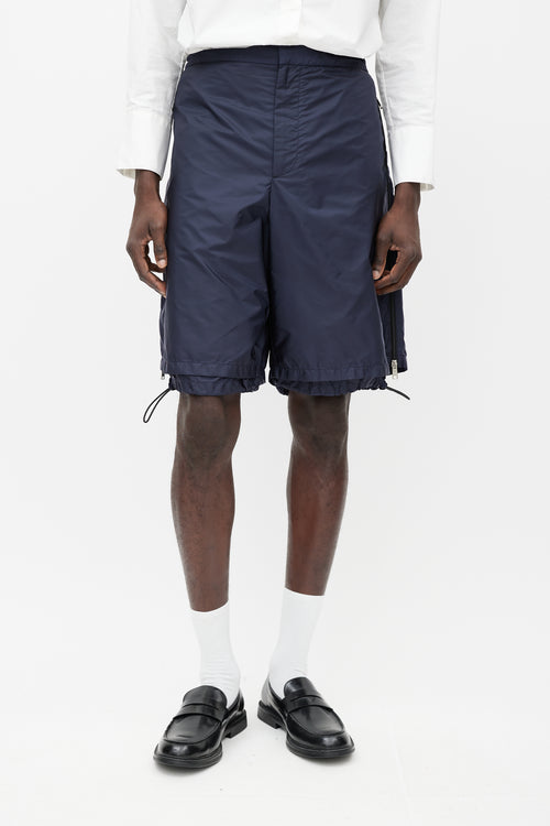 Prada Navy Nylon Double Layered Track Shorts