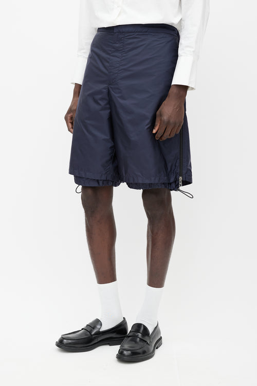 Prada Navy Nylon Double Layered Track Shorts