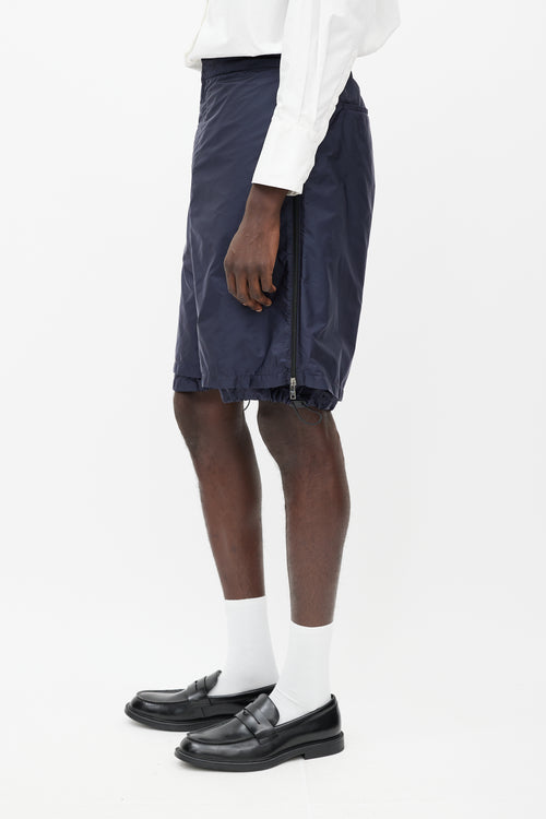 Prada Navy Nylon Double Layered Track Shorts