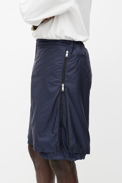 Prada Navy Nylon Double Layered Track Shorts