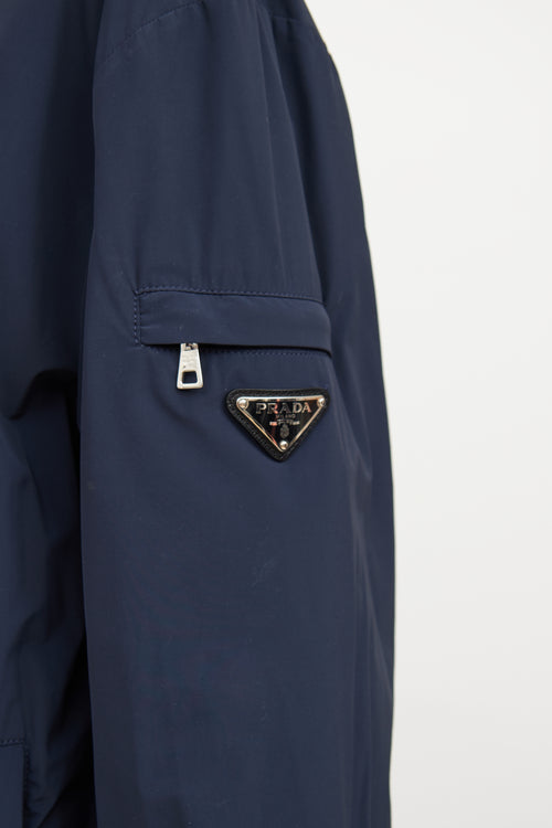 Prada Navy Nylon Hooded Jacket