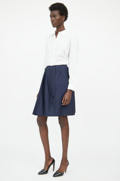 Prada Navy Pleated Mini Skirt