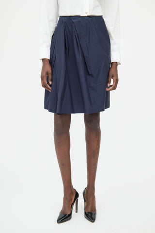 Prada Navy Pleated Mini Skirt