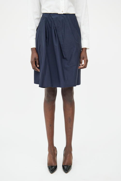 Prada Navy Pleated Mini Skirt