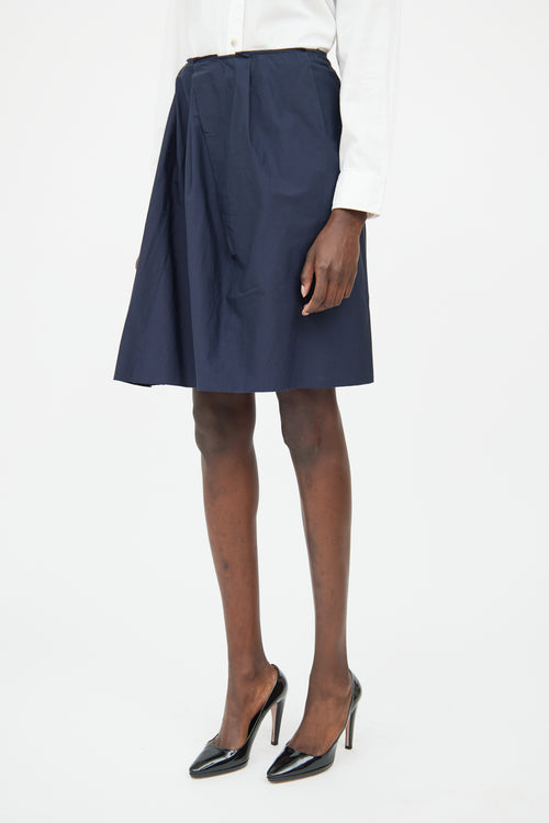 Prada Navy Pleated Mini Skirt