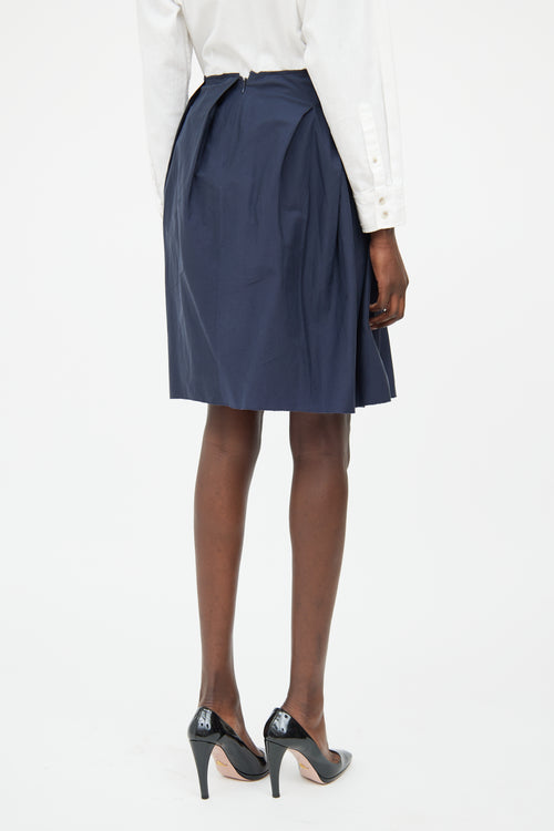 Prada Navy Pleated Mini Skirt