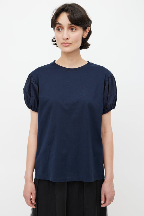 Prada Navy Puff Short Sleeve Top