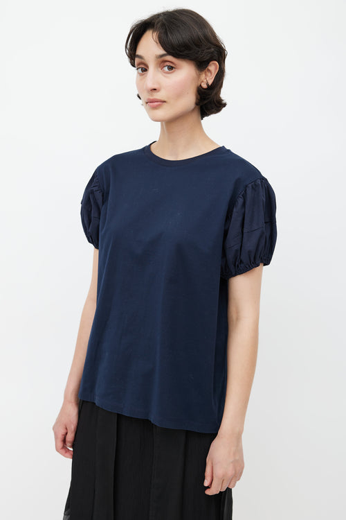 Prada Navy Puff Short Sleeve Top