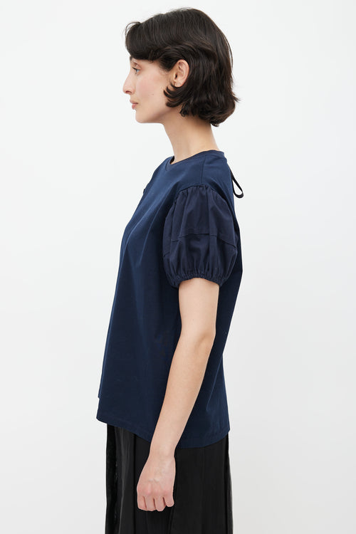 Prada Navy Puff Short Sleeve Top