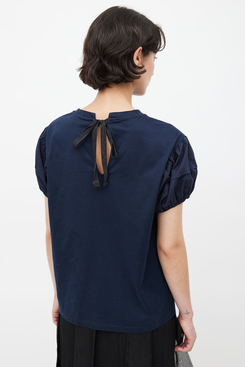 Prada Navy Puff Short Sleeve Top