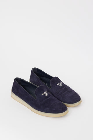 Prada SS 2023 Navy Suede Logo Loafer