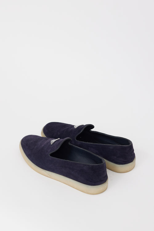 Prada SS 2023 Navy Suede Logo Loafer