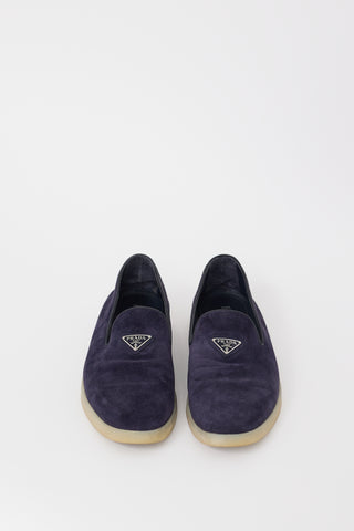 Prada SS 2023 Navy Suede Logo Loafer