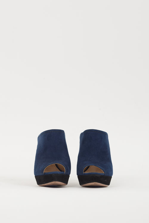 Prada Navy 
Black Suede Mule