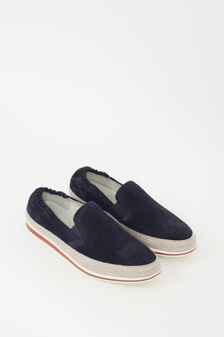 Prada Navy Suede Saint Tropez Slip On Sneaker