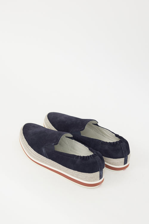 Prada Navy Suede Saint Tropez Slip On Sneaker