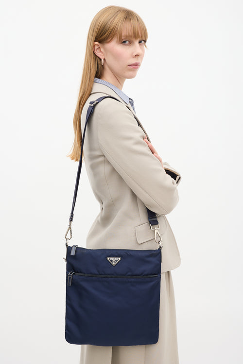 Prada Navy Tessuto Nylon Crossbody Bag