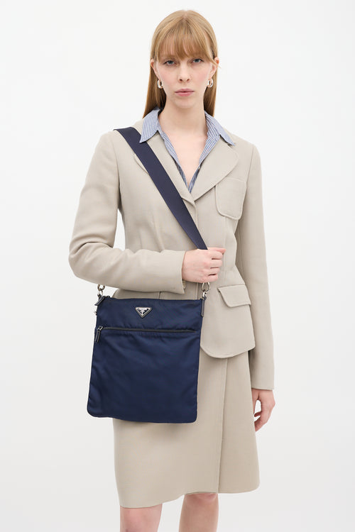 Prada Navy Tessuto Nylon Crossbody Bag