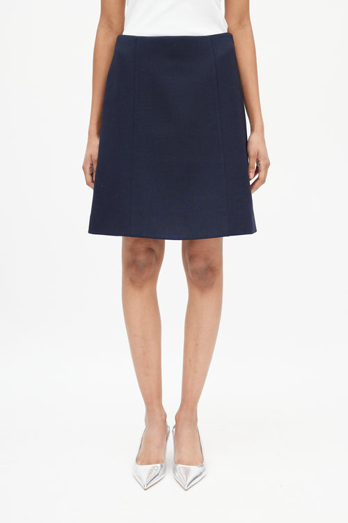 Prada Navy Wool Midi Skirt