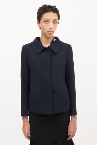 Prada Navy Wool Tie Back Blazer