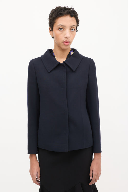 Prada Navy Wool Tie Back Blazer